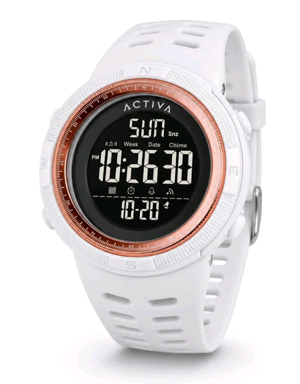 ACW1915-013 Activa Digital Sport Wristwatch 50m White Silicone Band